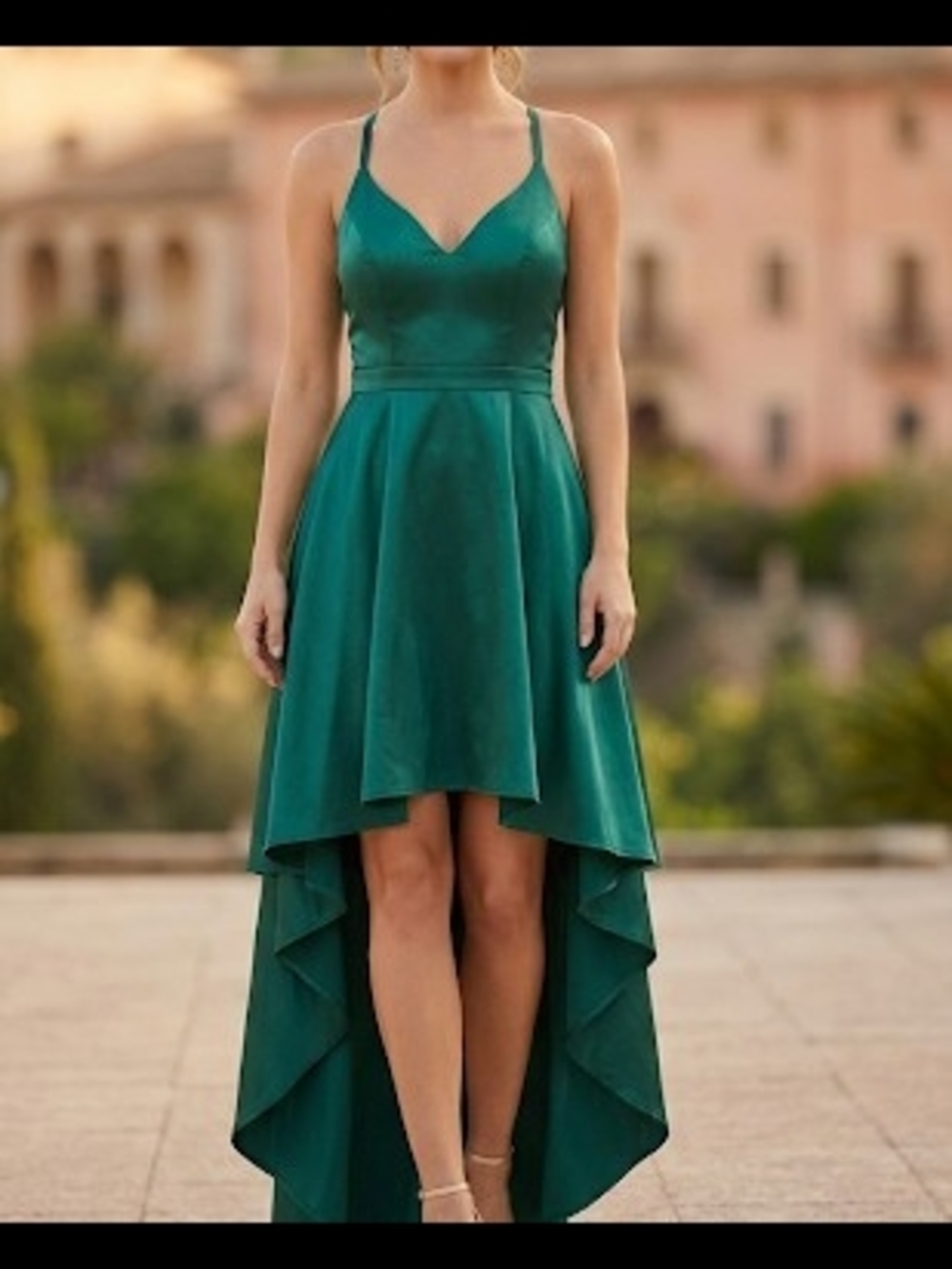 Prom Emerald green Satin Dress